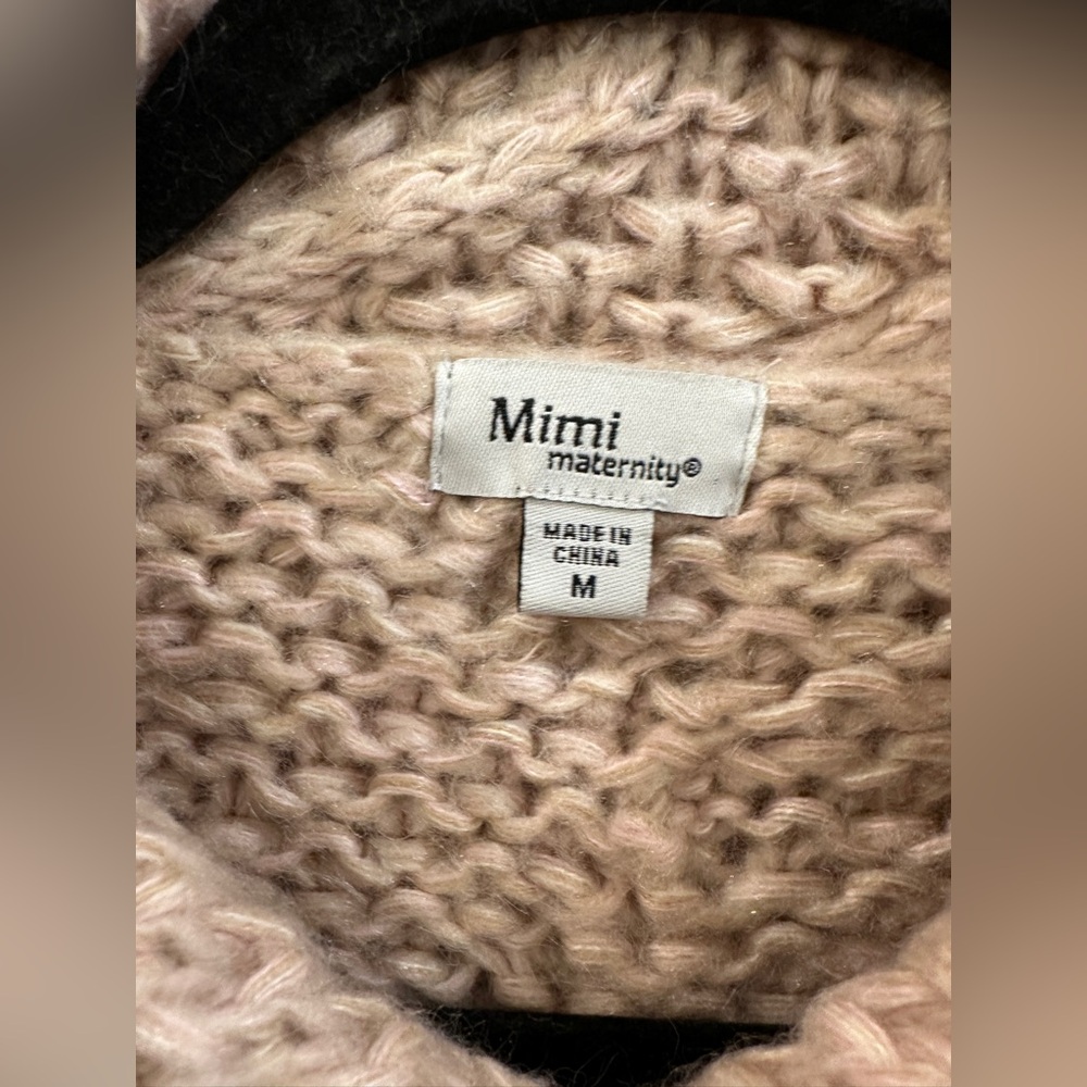 mimi maternity cropped chunky cardigan crochet barbiecore sweater size M pink - Picture 3 of 4